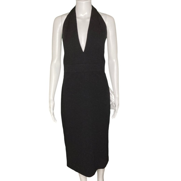 NWT Dress the Population Vanessa Halter Bodycon Black Midi Dress - Sz XL - Picture 3 of 9
